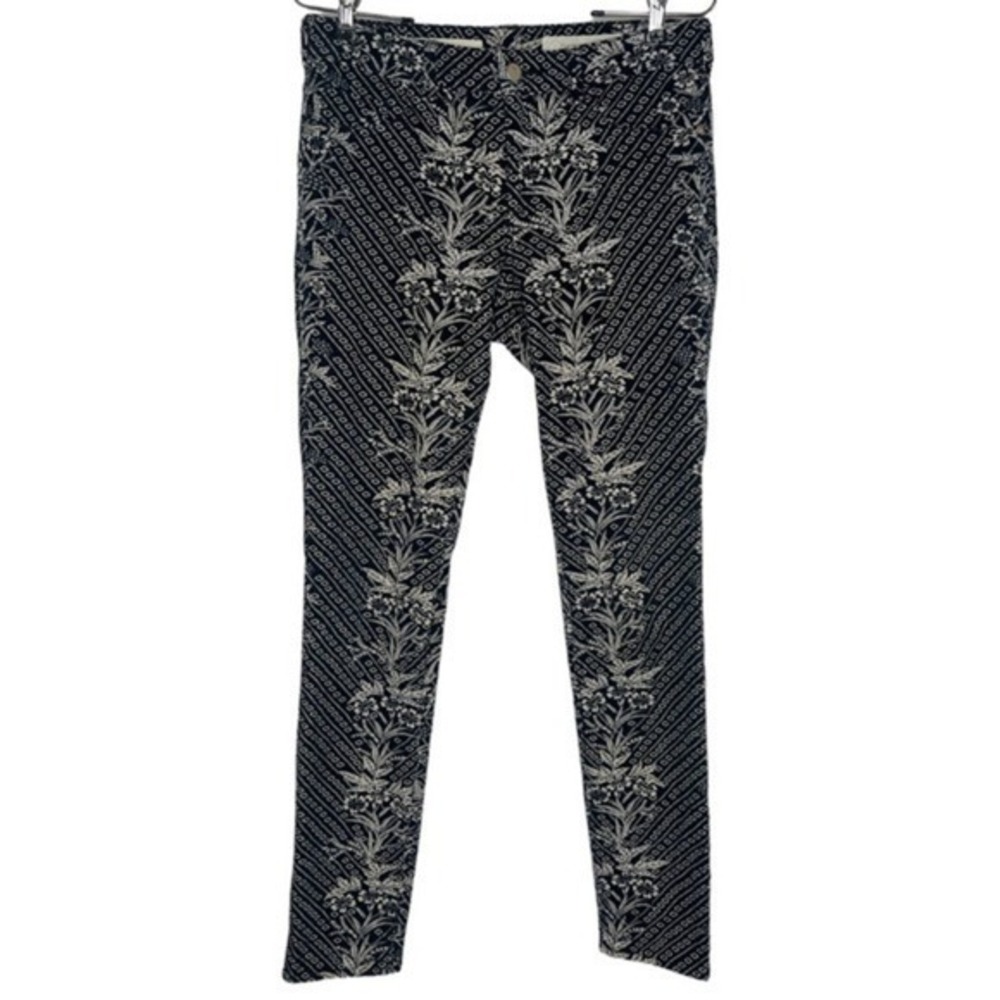 Pilcro and the Letterpress Jean‎ Floral Serif Needlecord Blue Pants Size 29